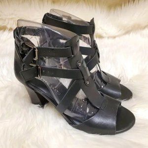 Franco Sarto Jayda Strappy Buckle Heeled Sandals SZ 8M